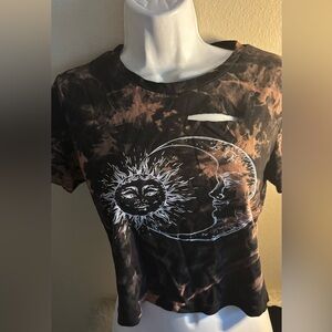 Dolls Kill Black and Brown Sun Moon Crop Top